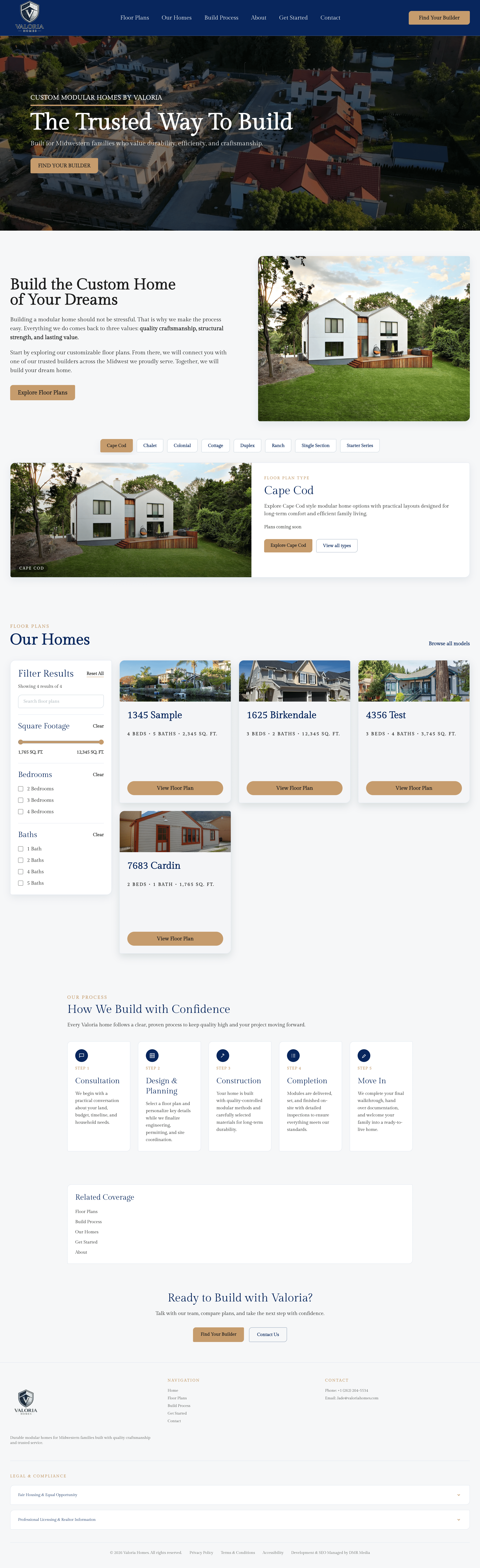Valoria Homes — real estate agent website example