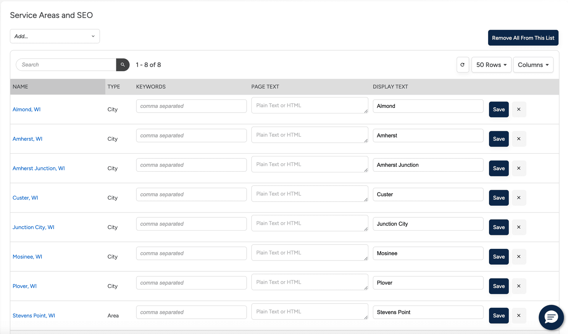 Michael's website showing unused KVcore settings