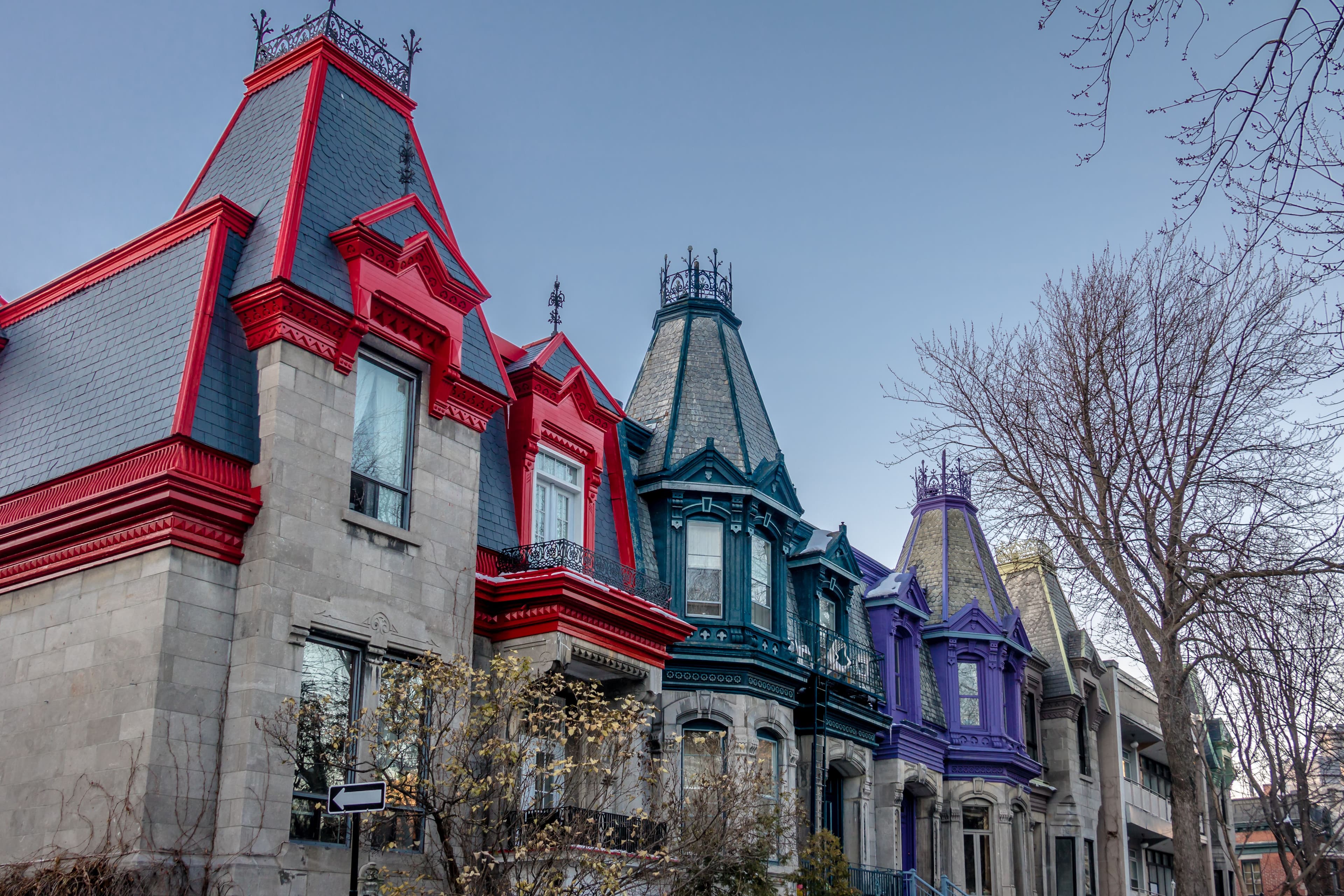 Colorful Victorian Houses in Square Saint Louis - Montreal, Quebec, Canada