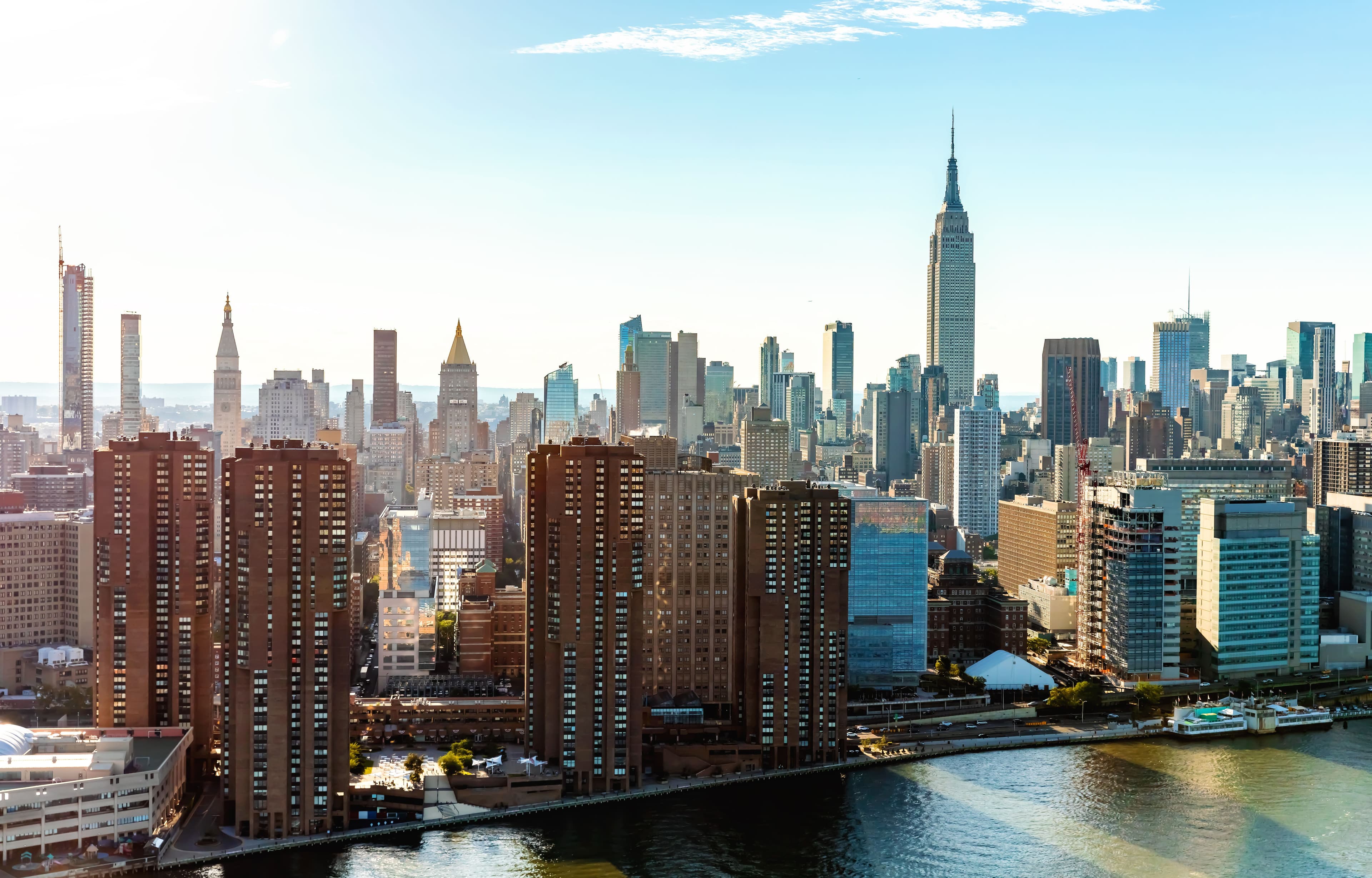 Aerial View Of The New York City Skyline Near Midtown