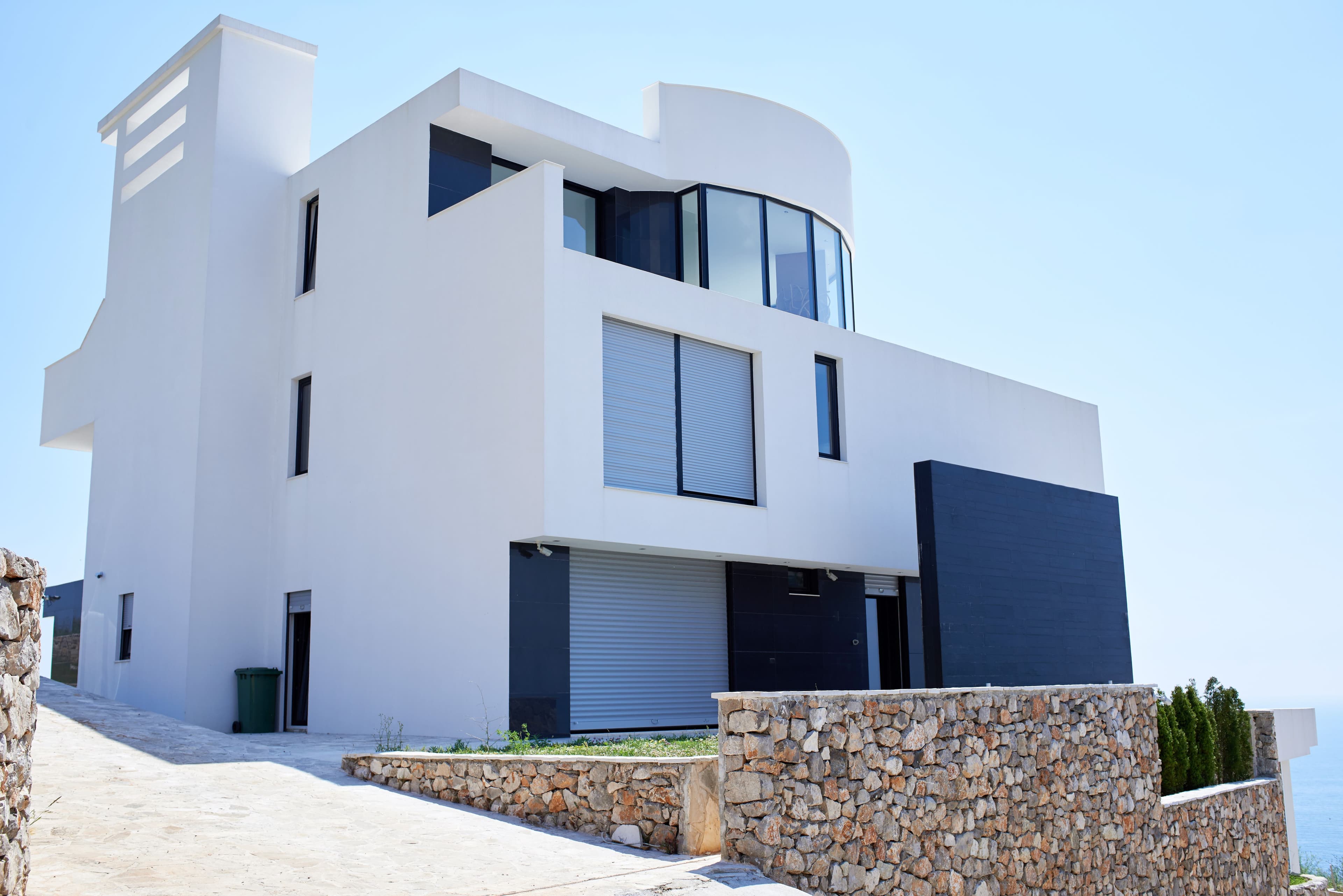 External View Of A Contemporary House Modern Villa At Sunset