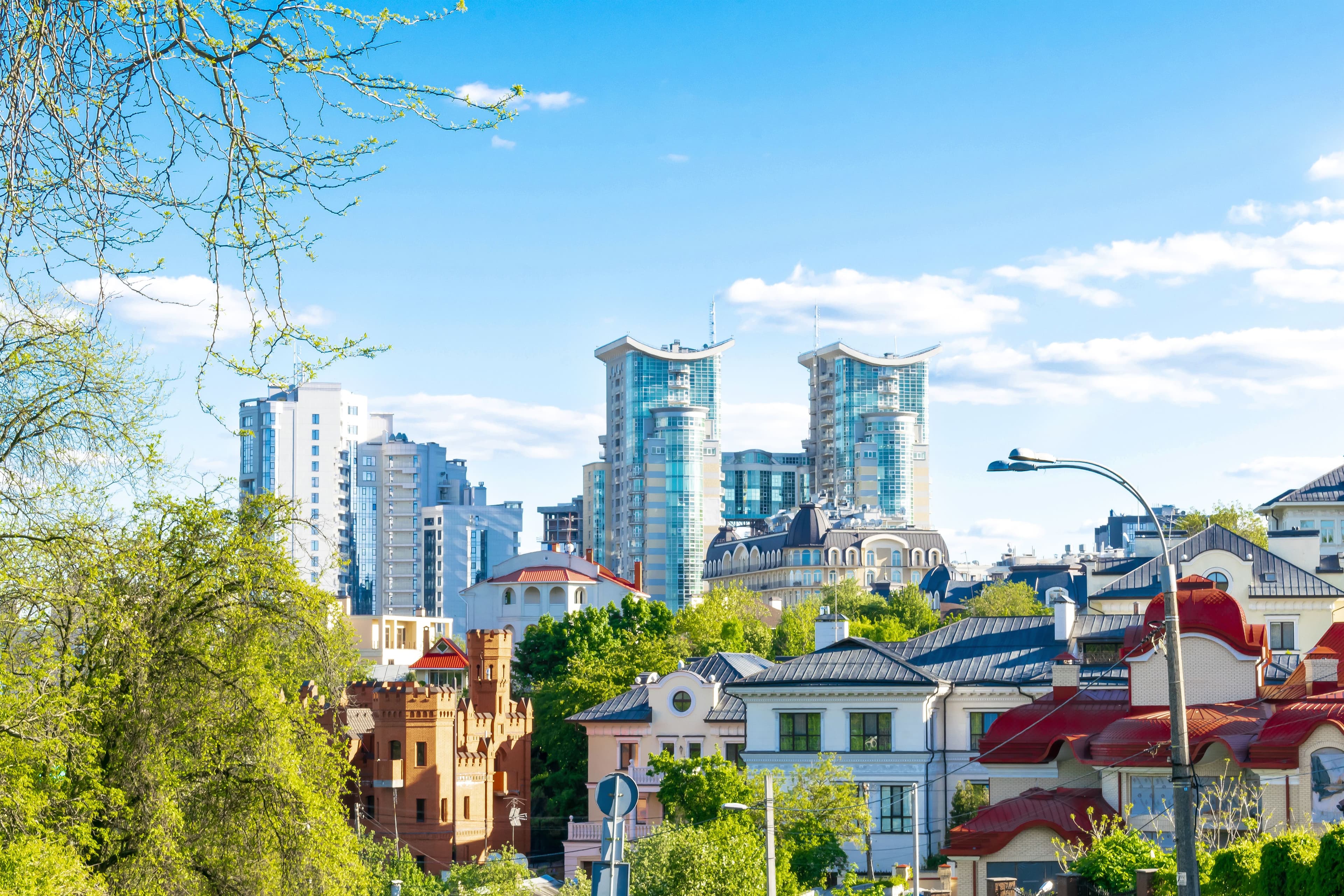 Roofs of high tower glass buildings skyscrapers construction.downtown cityscape Metropolis city