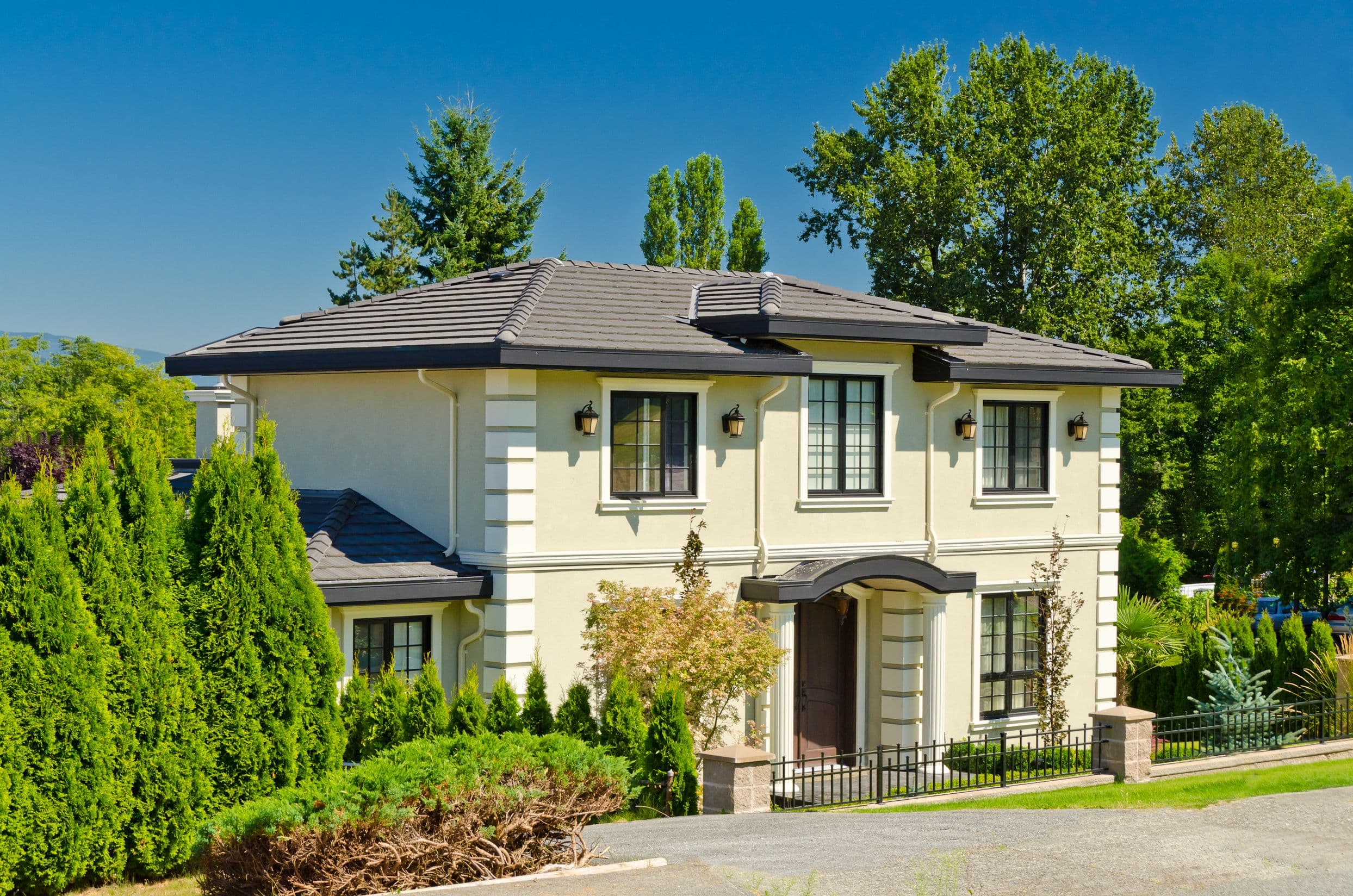 Luxury House At Sunny Day In Vancouver, Canada.